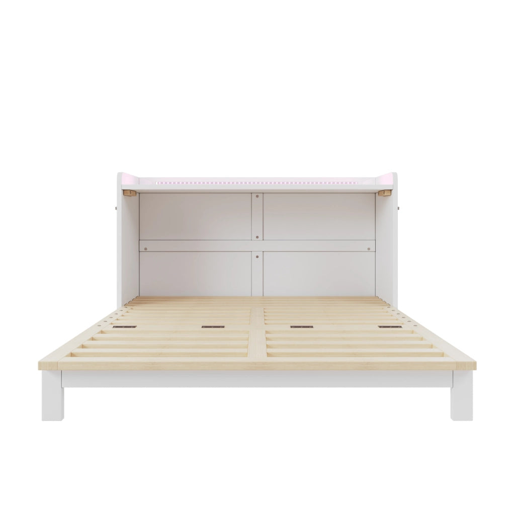 Armadio con cassetti; LED; USB e presa - per camera da letto - in MDF - bianco