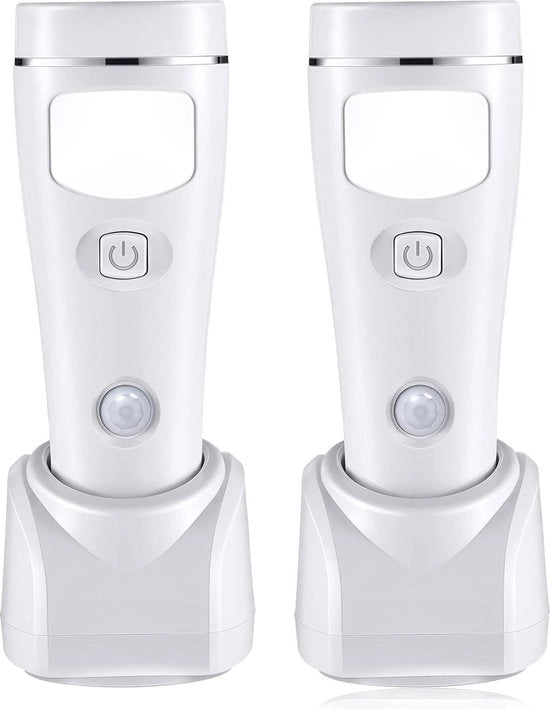 Pacchetto di 2 Lampade a LED con Sensore di Movimento e Sensore di Tramonto - Torce Multifunzionali per Interruzioni di Corrente - Lampade di Sicurezza Ricaricabili