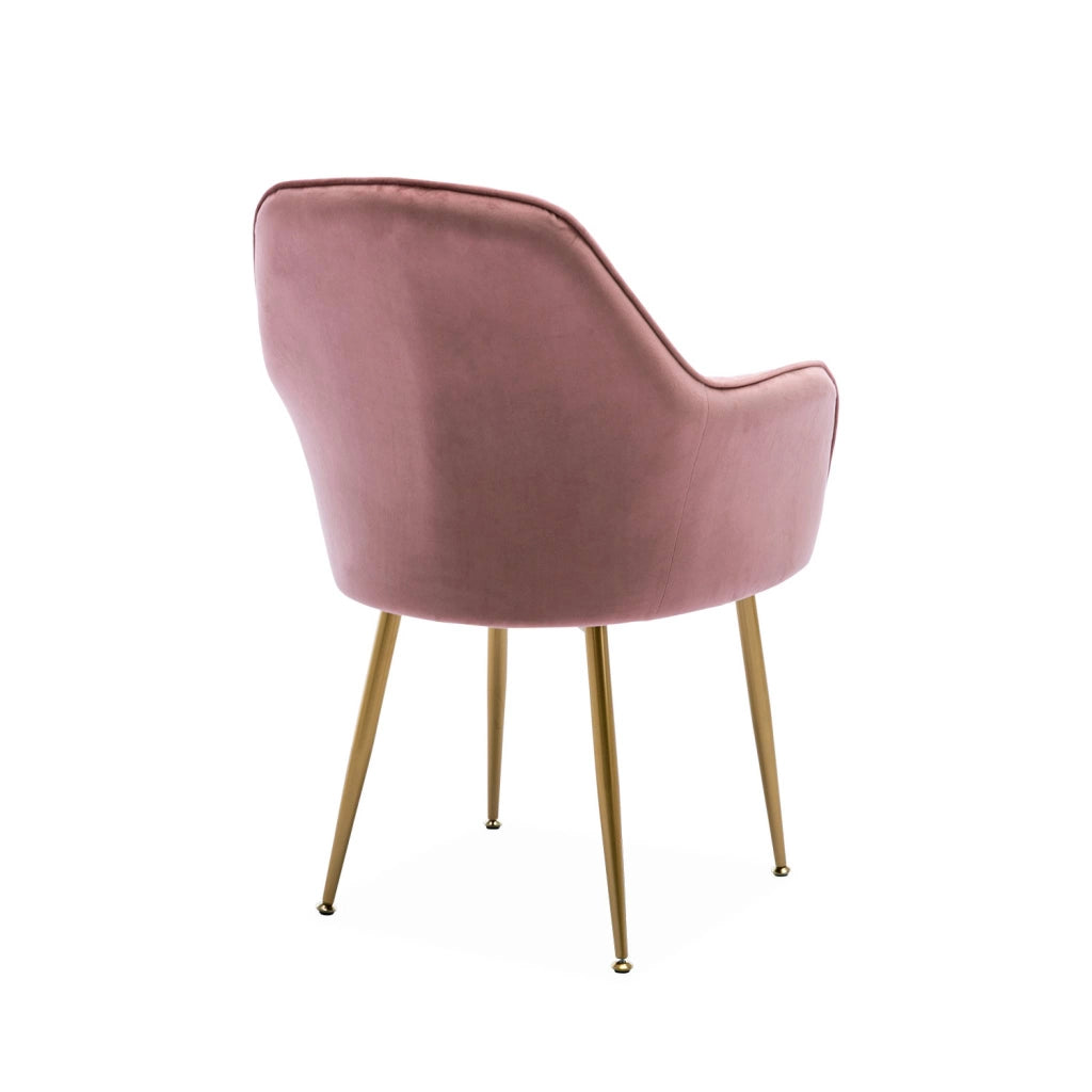 Set 2 poltrone in velluto con gambe in metallo, rosa antico