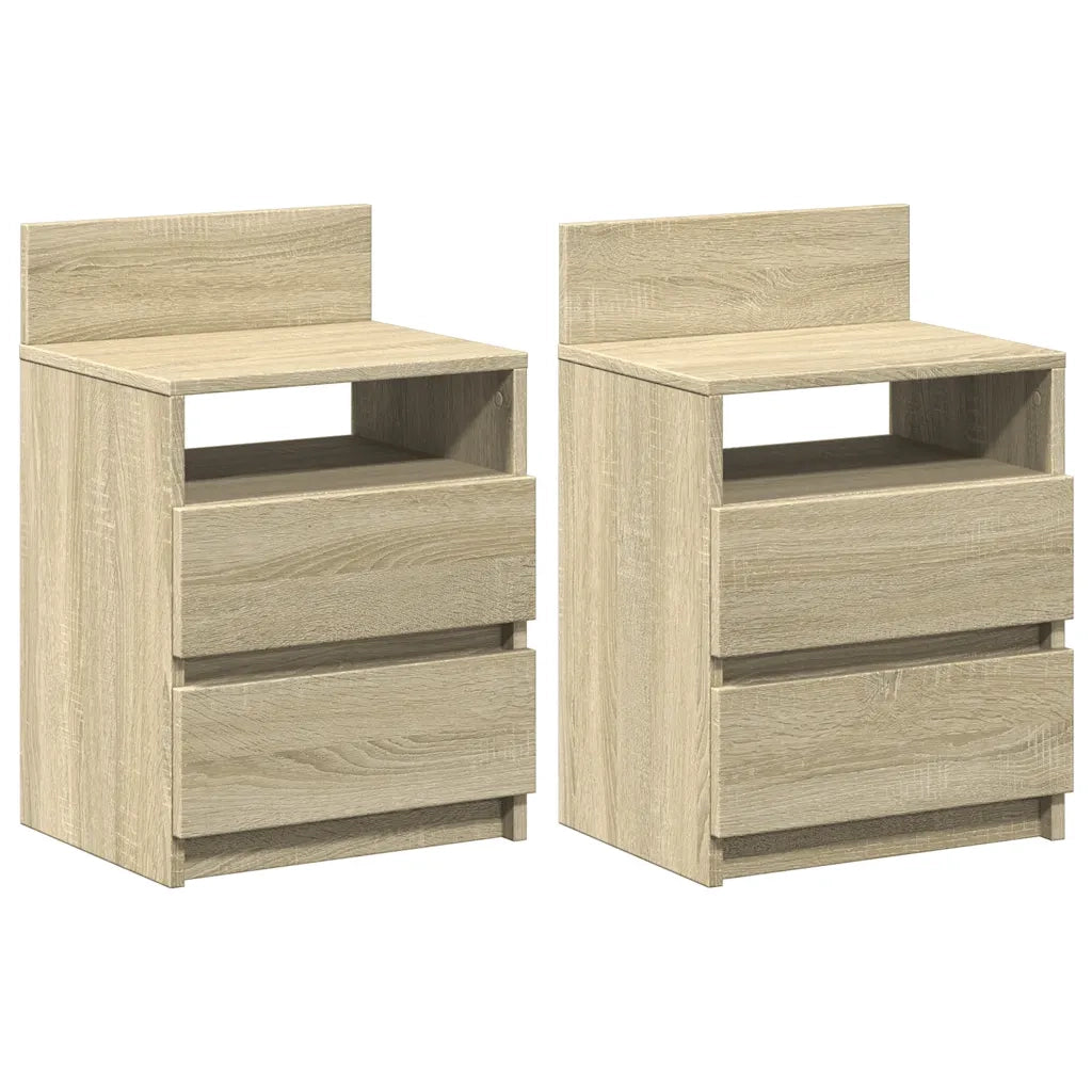 Comodini 2 pz con 2 Cassetti-Set di 2 Tavolino da notte Rovere Sonoma 40x33x60 cm