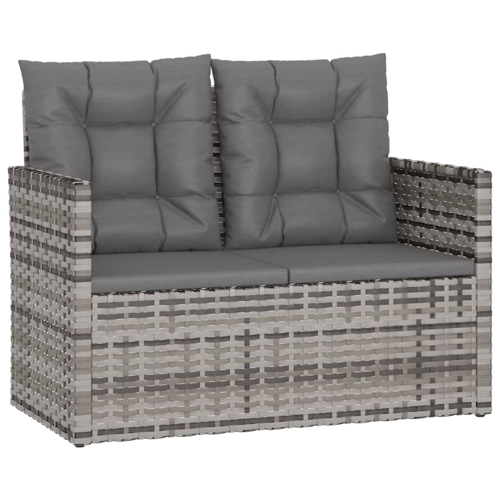 Panca da giardino mobili da esterno per patio mobili da terrazza con cuscini grigi 105 x 56 x 75 cm resina intrecciata 02_0011631