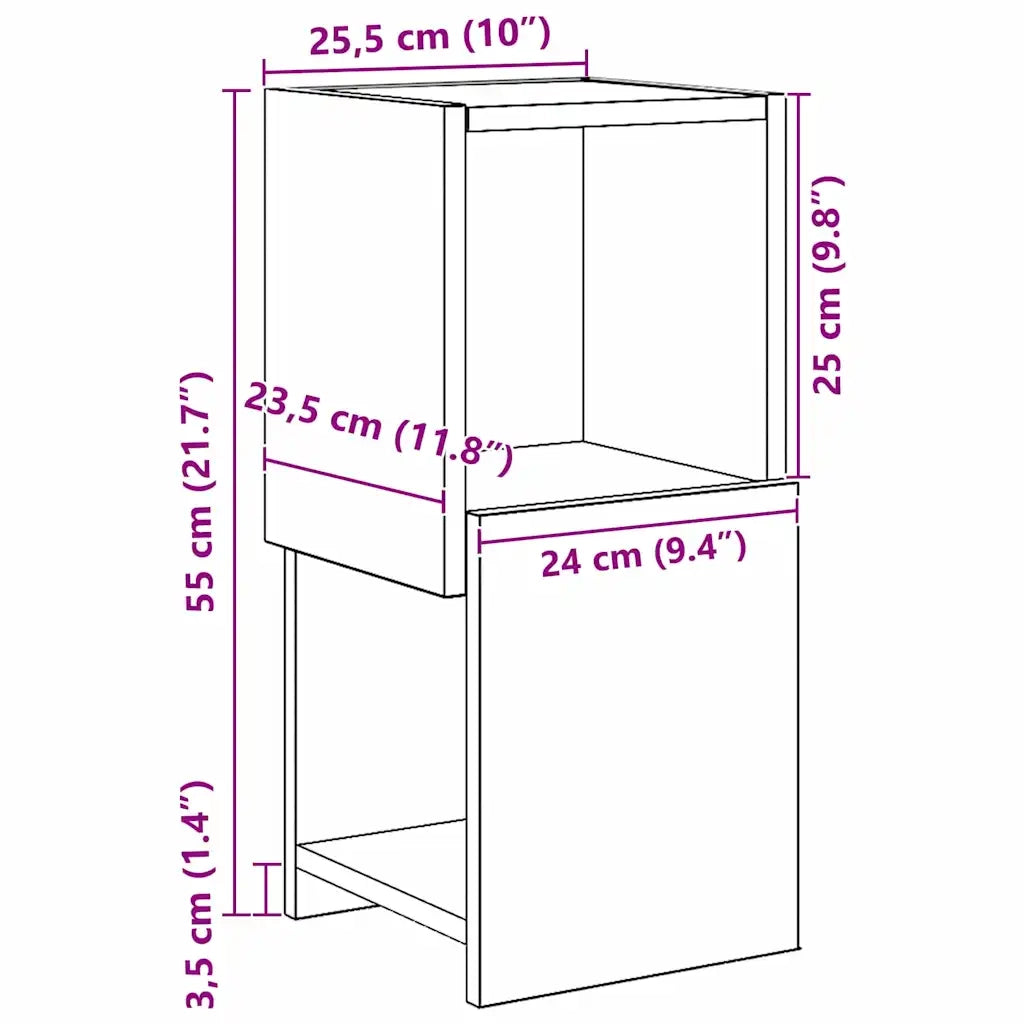 Mobile angolare 25,5x25x55cm Legno multistrato 889821