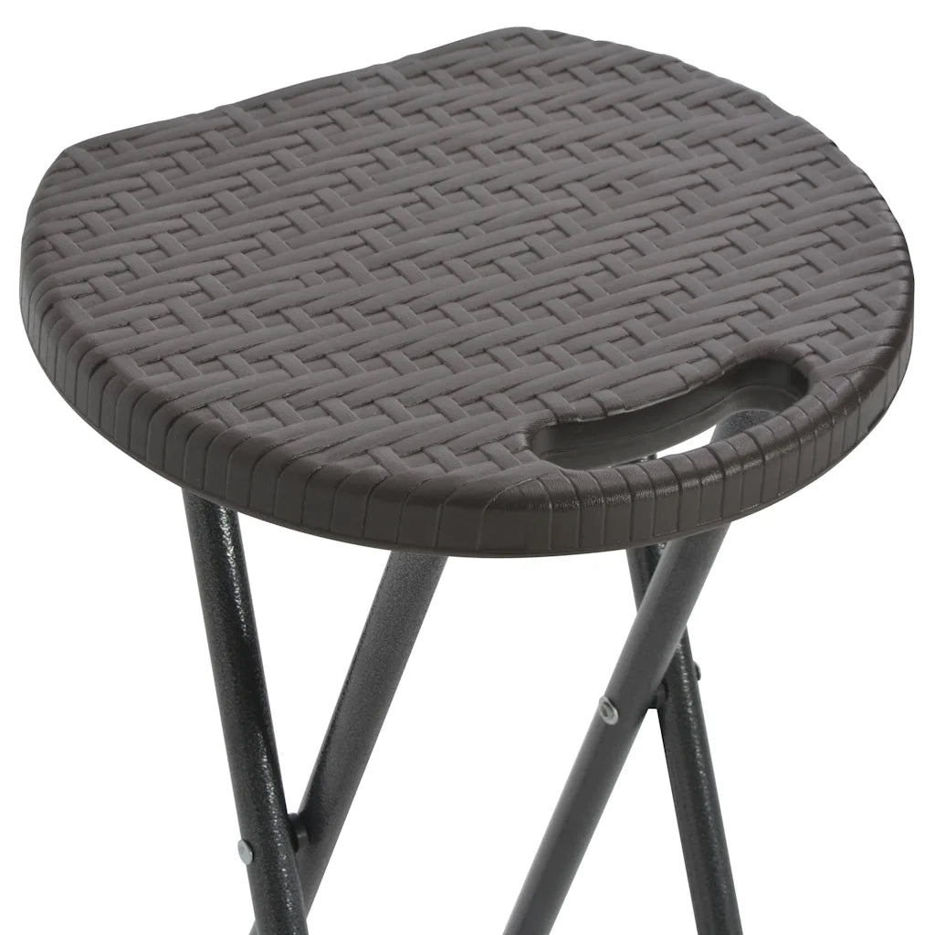 Sgabelli da Bar Pieghevoli 2 pz HDPE e Acciaio Marroni Rattan CFW3730318