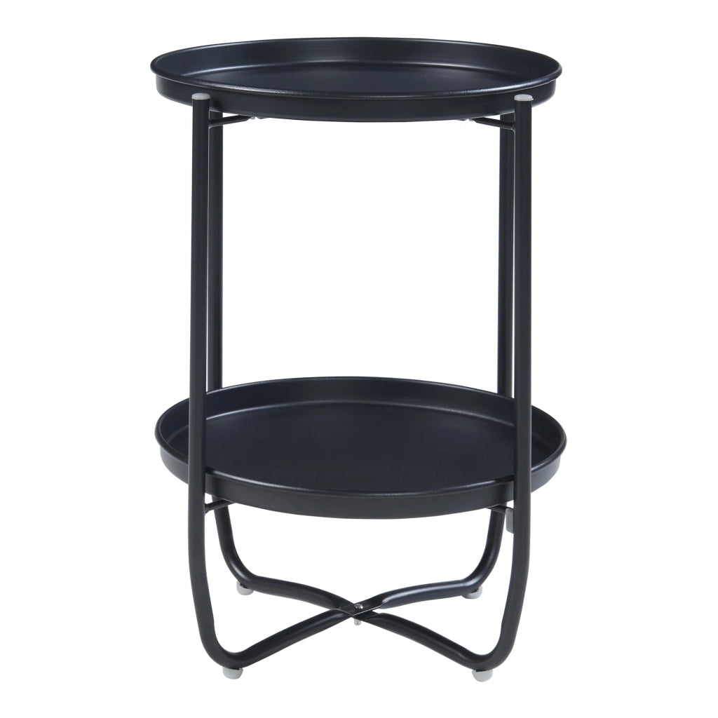 Tavolino da caffè consolle laterale con vassoi estraibili acciaio 58 x 40 cm nero 03_0010768