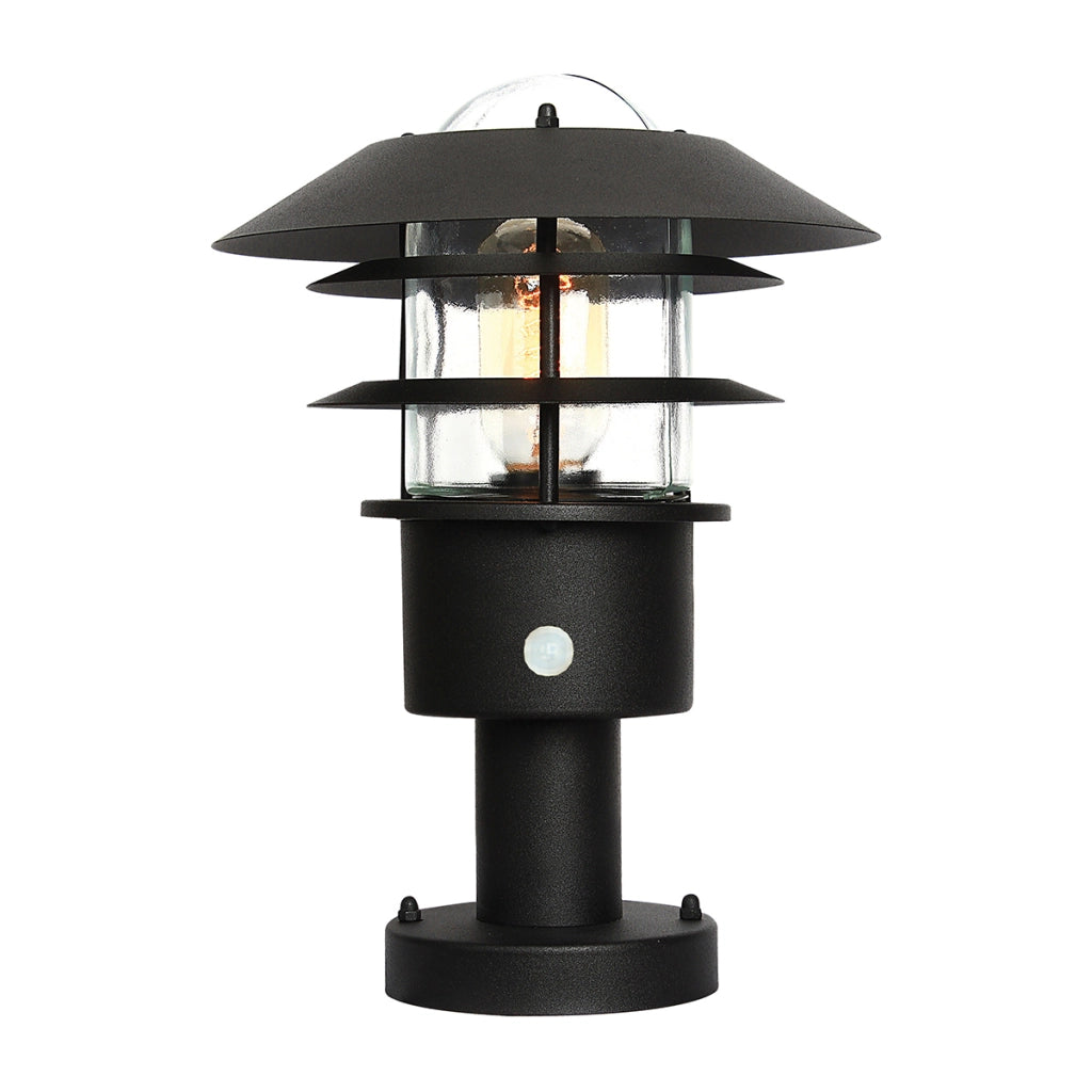 Paletto esterno con sensore PIR nero E27 60W Helsingor Elstead