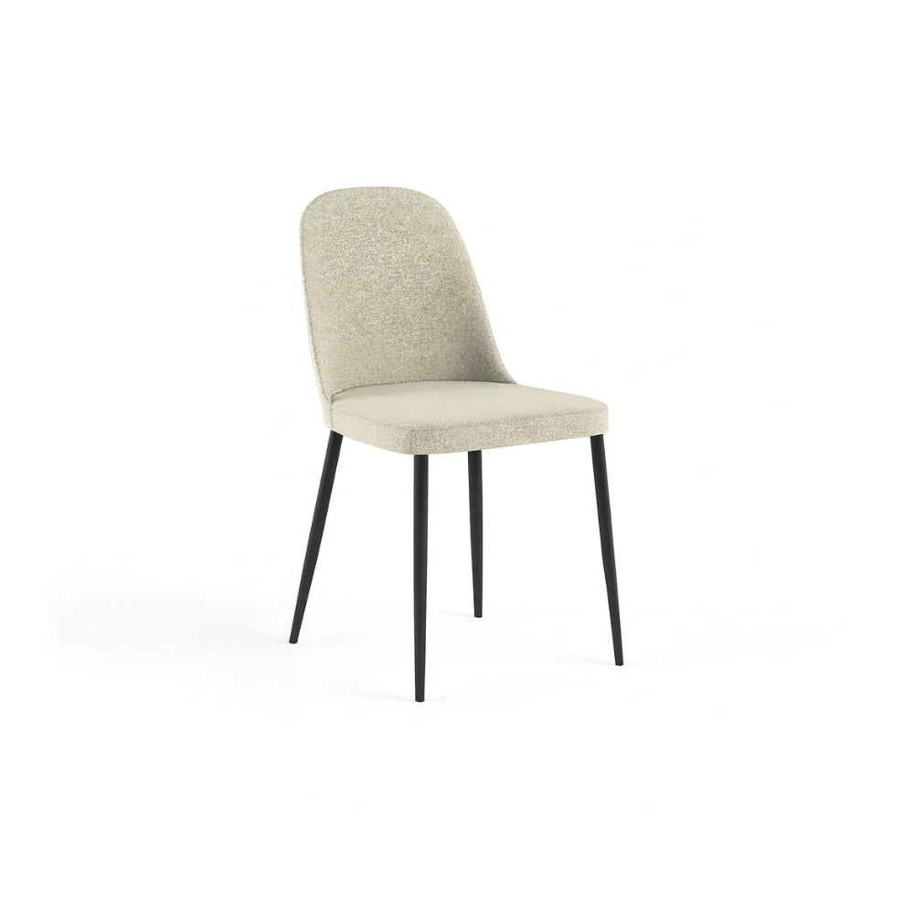 Set di 4 sedie da pranzo imbottite in tessuto beige Corvina con struttura in metallo facili da pulire | Duzzle