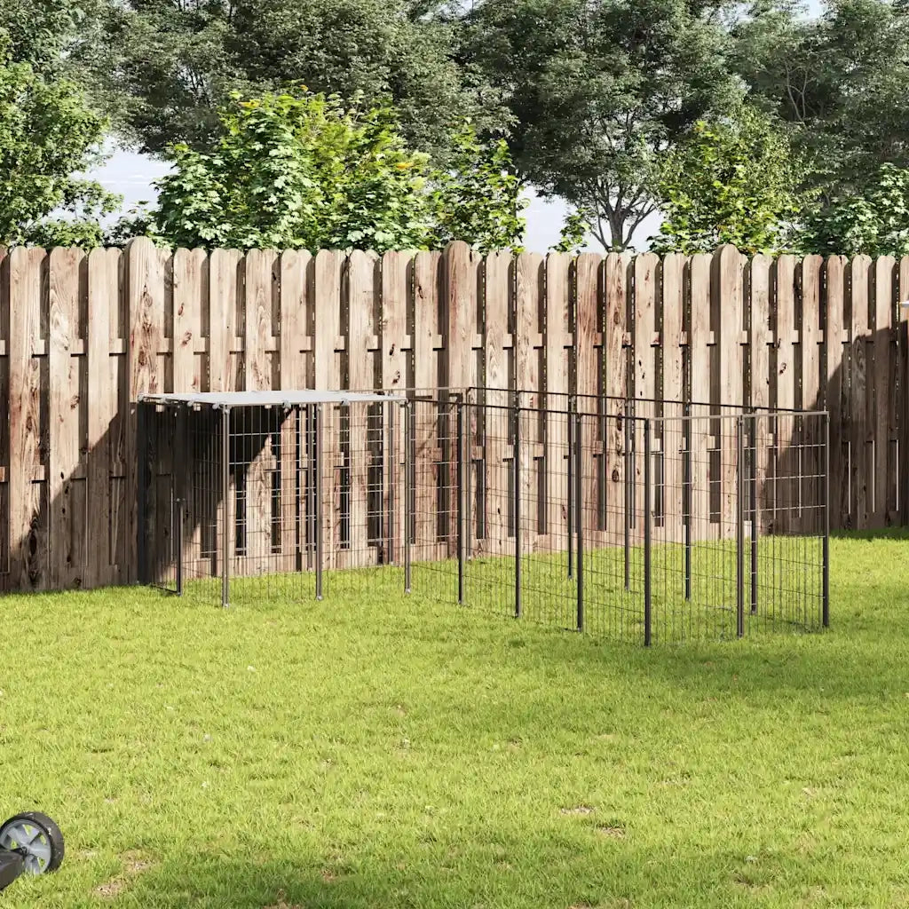 Gabbia per Cani Nera 8,47 m² in Acciaio 3082212