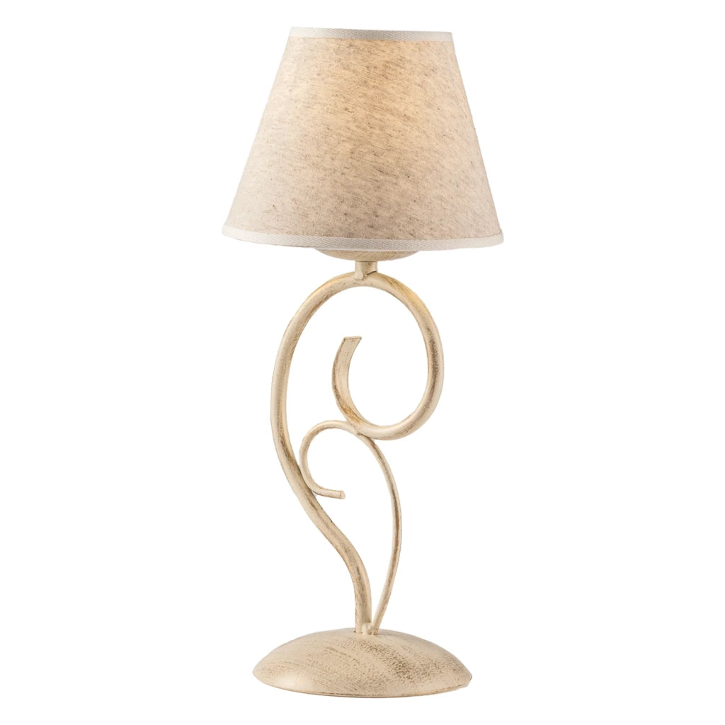 Lumetto 1 Luce Vienna Ferro Avorio E Oro Con Paralume In Pvc