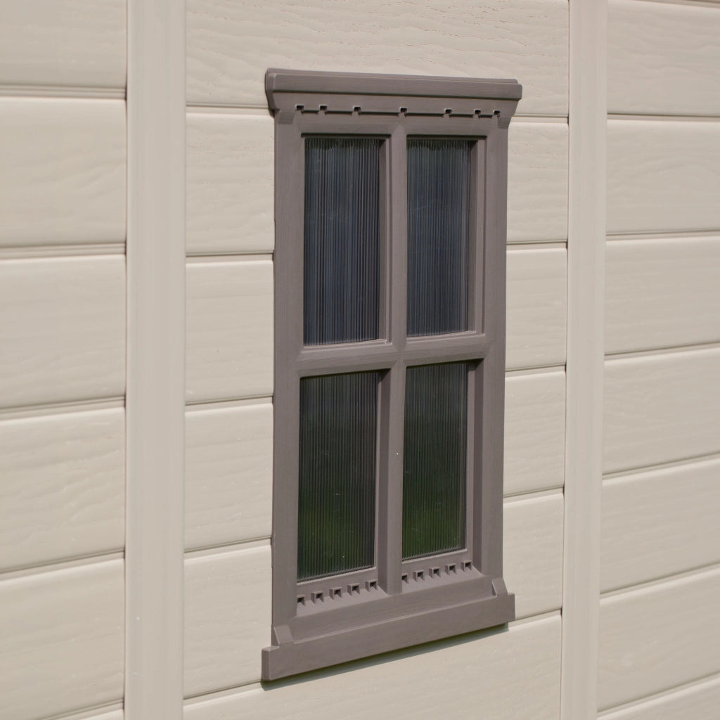 Factor 8x6  - Casetta da Giardino 256,50x243x182 cm 2 Ante per deposito attrezzi finitura effetto legno  in Resina Beige
