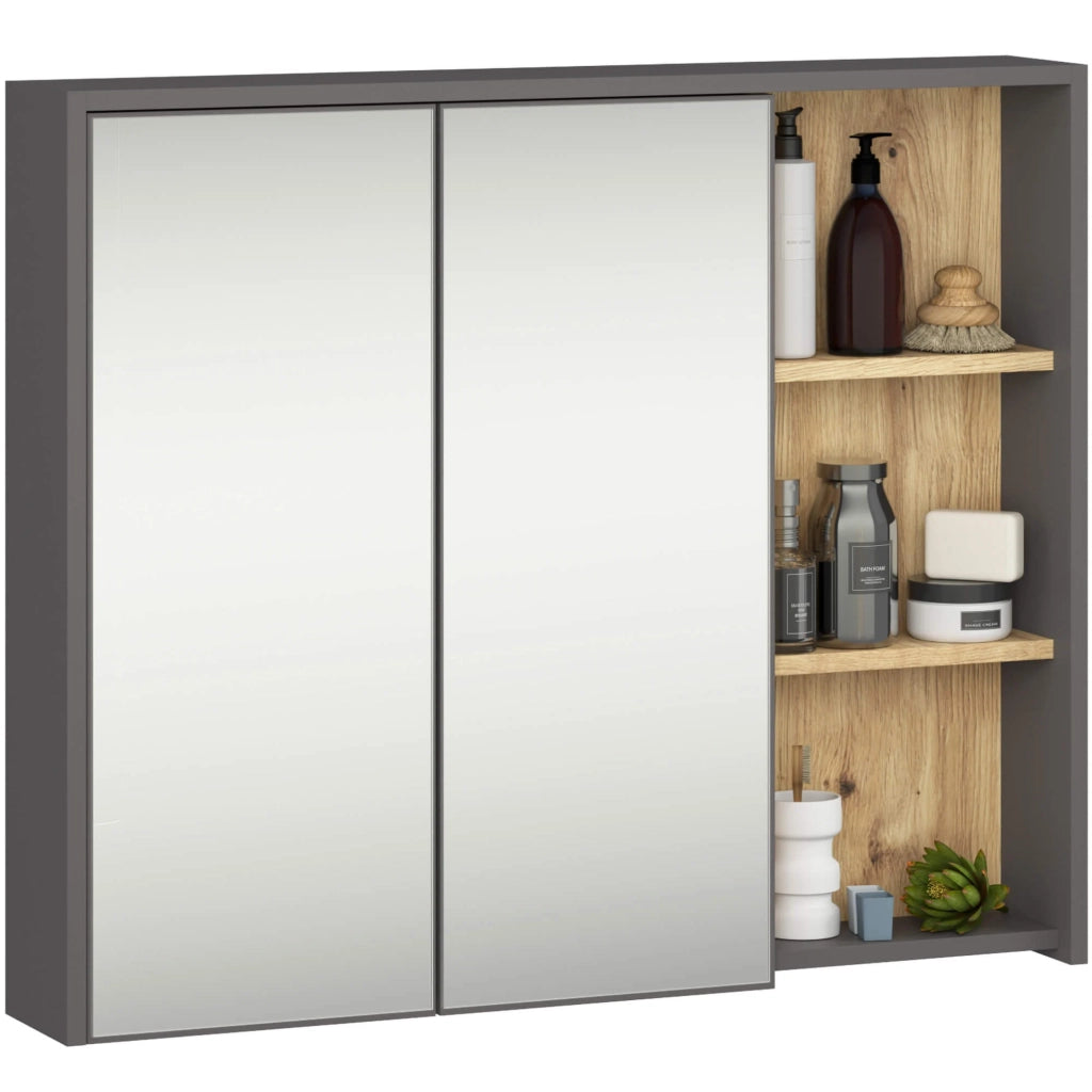 Set di mobili da bagno sospesi VAMI in Grigio Grafite con colore interno Rovere Artisan