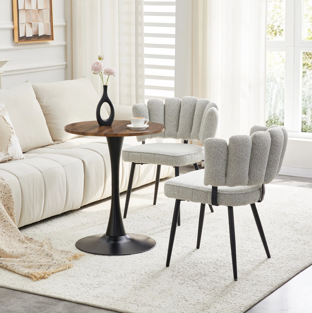 Set tavolo e sedie rotondo 60 cm in MDF effetto legno, 2 posti, nero e grigio