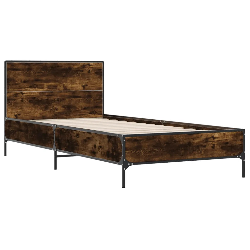 Giroletto-Struttura Letto Rovere Fumo 75x190 cm in Legno Multistrato e Metallo 580825
