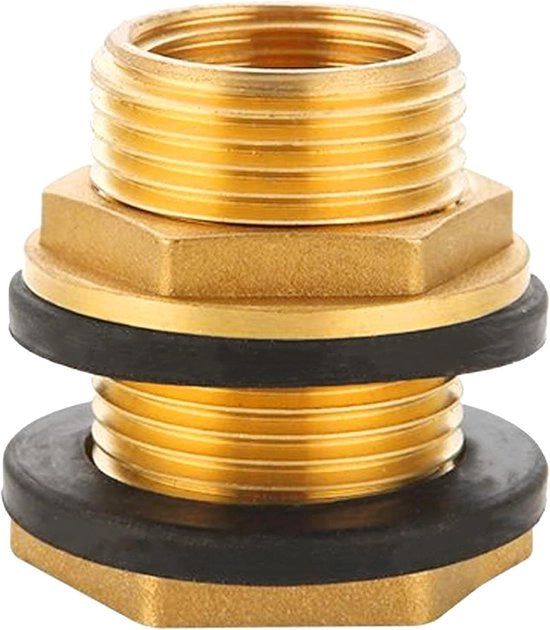 Regolatore di flusso di rame Ig G1/2 "(Ø 195 mm) x Ag G3/4 "(Ø 257 mm) inclusa guarnizione di connessione a vite per contenitori, serbatoi, barili con 2 guarnizioni in gomma per rubinetto d'acqua