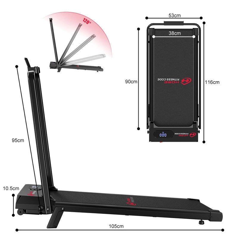 TAPIS ROULANT PIEGHEVOLE 2 IN 1 CON INCLINAZIONE MANUALE DEL 5%, NON RICHIEDE ASSEMBLAGGIO