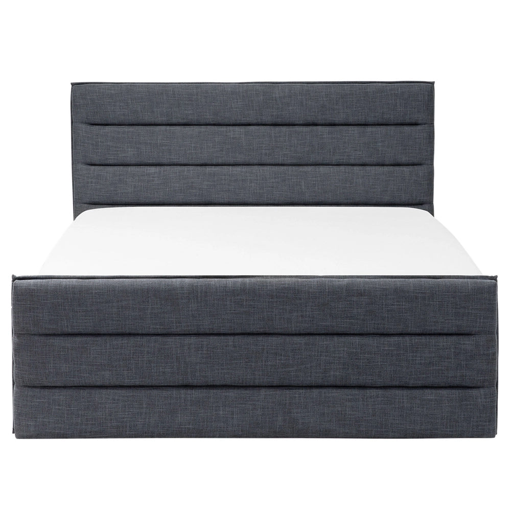 Letto Imbottito in Tessuto Grigio Scuro Rete a Doghe 160 x 200 cm