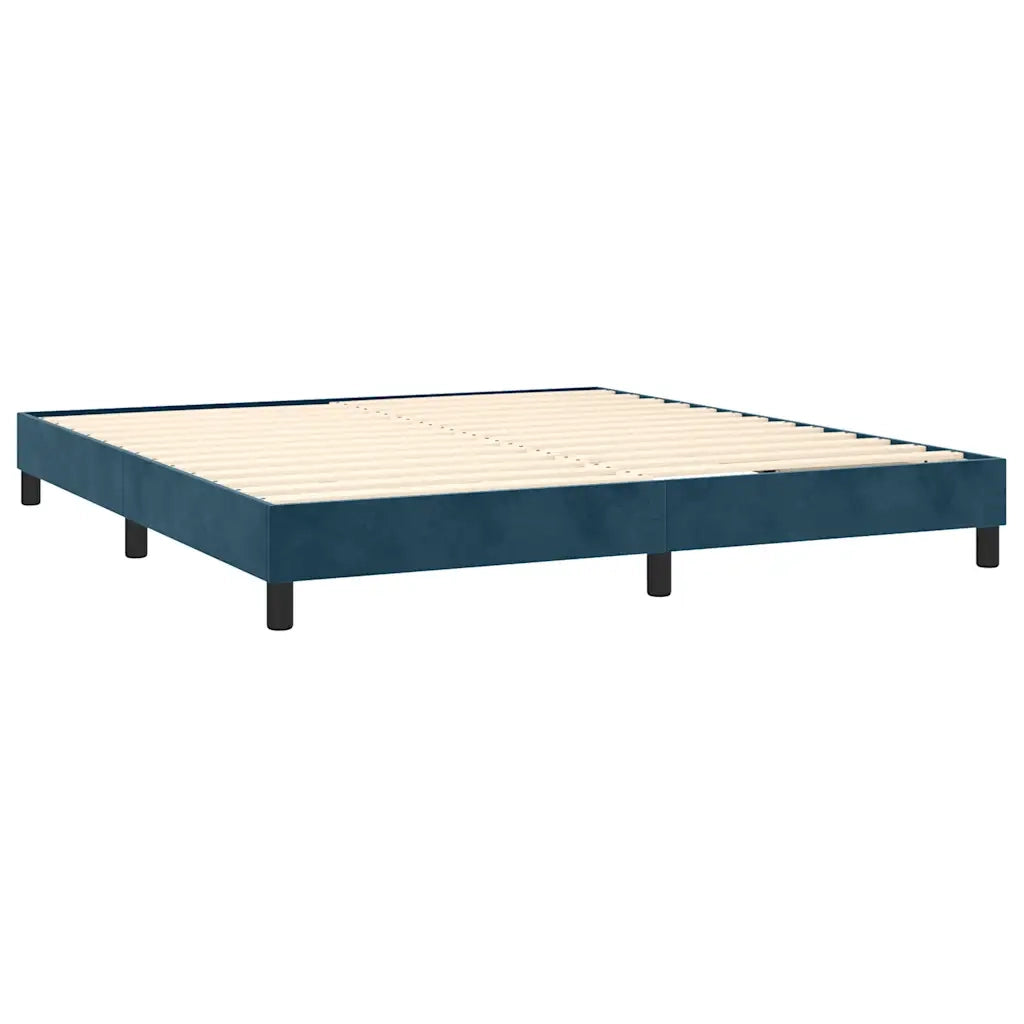 Giroletto a Molle con Materasso Blu Scuro 160x200 cm in Velluto 3127563