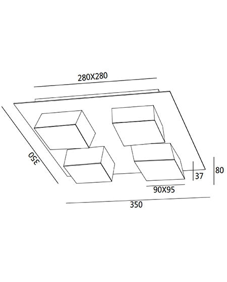 Lucas Plafoniera LED Quadrata 48W 4160lm 3000K Antracite - Struttura in Metallo e Metacrilato Dimmerabile a Taglio di Fase, Design Moderno IP20