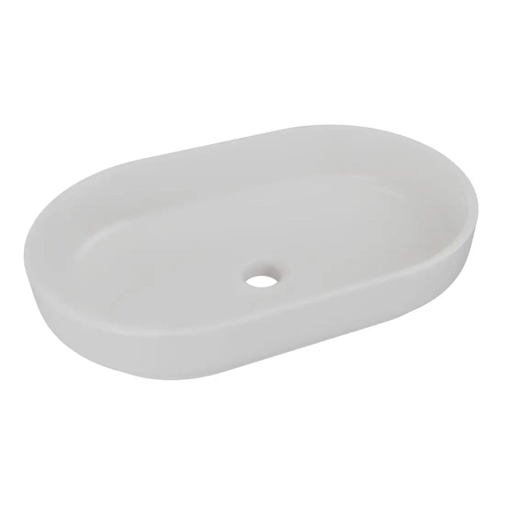 Lavabo ovale da appoggio 55x35 cm in ceramica grigio chiaro opaco