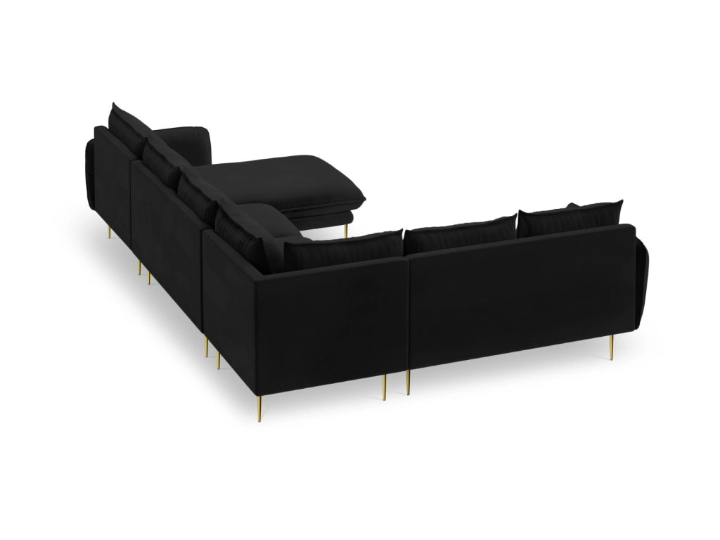 Cosmopolitan Design - Divano panoramico sinistro "Vienna" 7 posti in velluto nero 