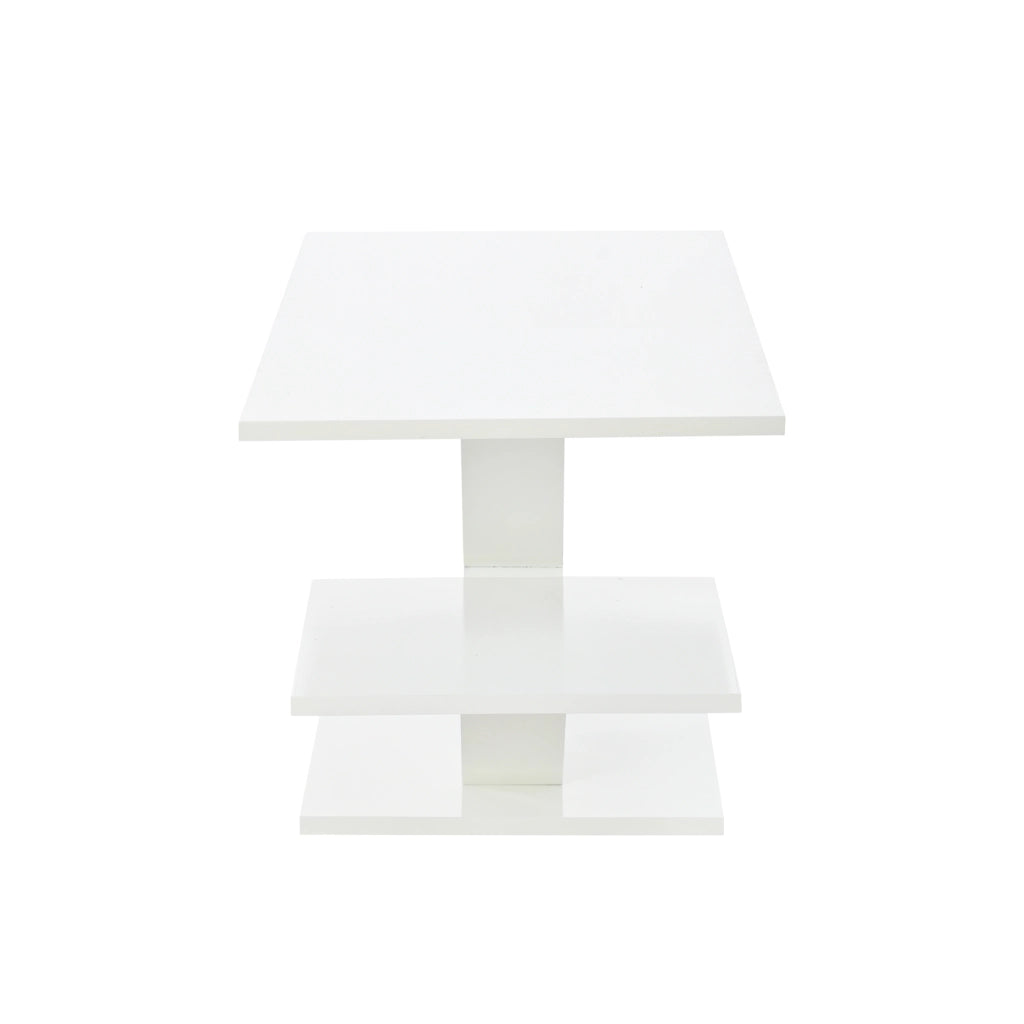 TAVOLINO Rettangolare 100x48x45 cm Bianco Lucido in MDF con gambe X