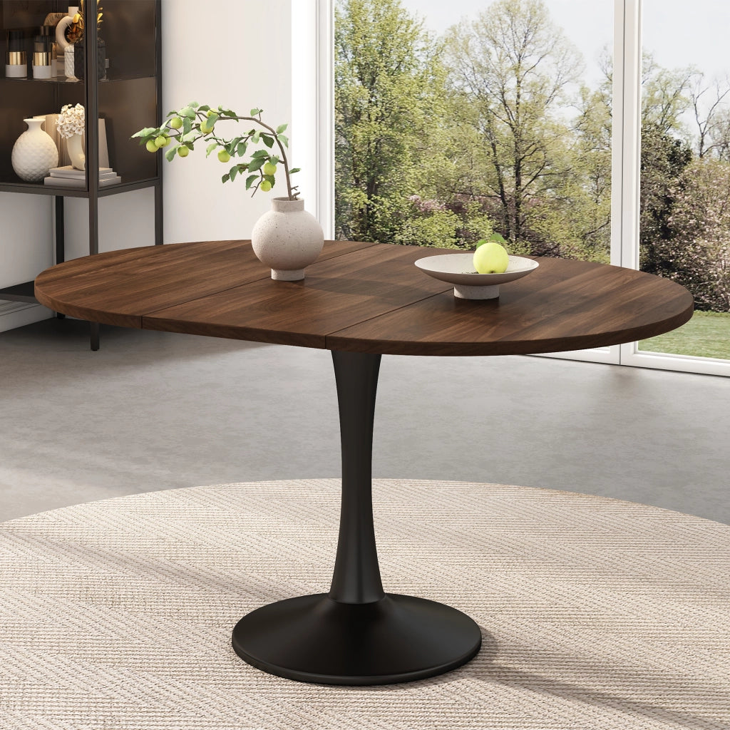 Tavolo da pranzo - ovale estraibile - 100/140x100x75 cm - stile moderno - noce - per sala da pranzo
