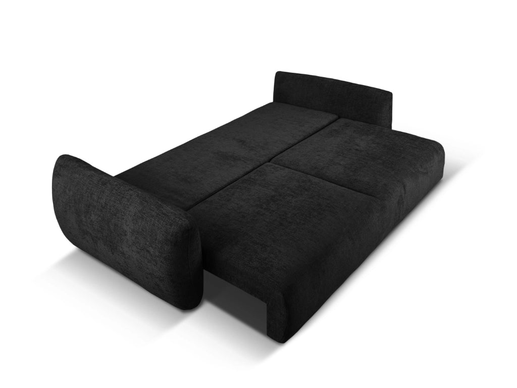 Cosmopolitan Design - Divano convertibile con contenitore "Matera" 3 posti in ciniglia nero 