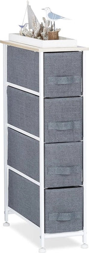 Cassettone con 4 contenitori in tessuto - mobile multifunzionale da 1 pezzo - grigio - metallo e legno - 76 x 20 x 48 cm