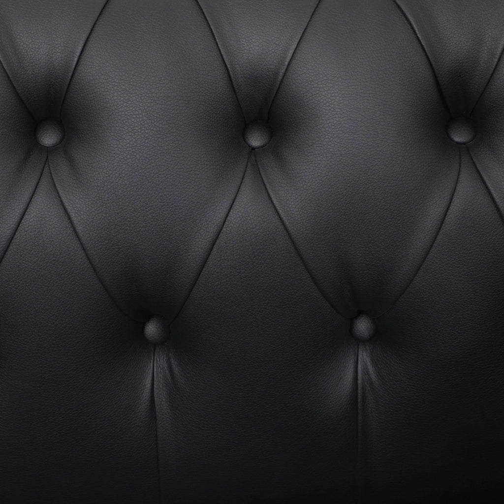 Divano 2 Posti Chesterfield in Similpelle Nero ¨C Zephmum ¨C 160x84x80 cm