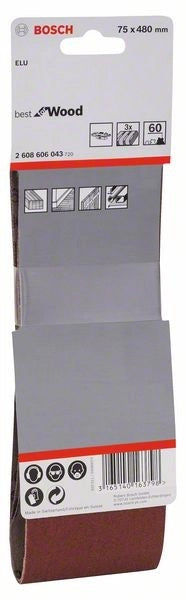 2608606043 - Set di nastri abrasivi da 3 pz. X440 75 x 480 mm, P60, BEST for LEGNO+VERNICE