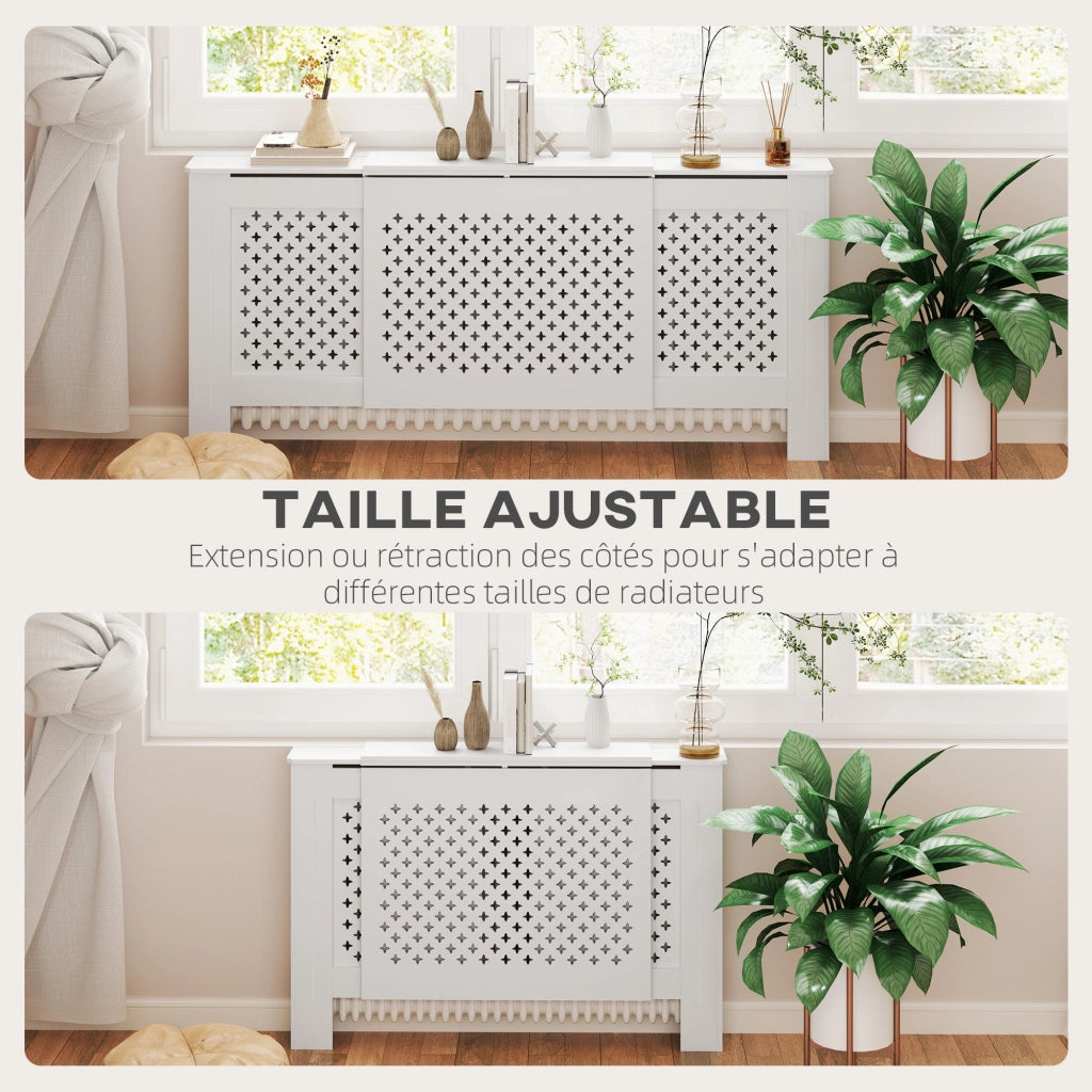 Mobile copririscaldatore regolabile ¨C zephmum ¨C bianco 136-200x21.5x91.7 cm