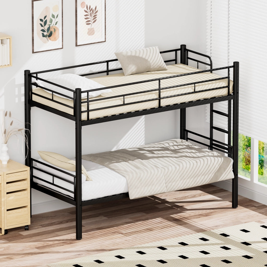 Etagenbett mit Sicherheitsgel?nder metallo nero 90x200 cm