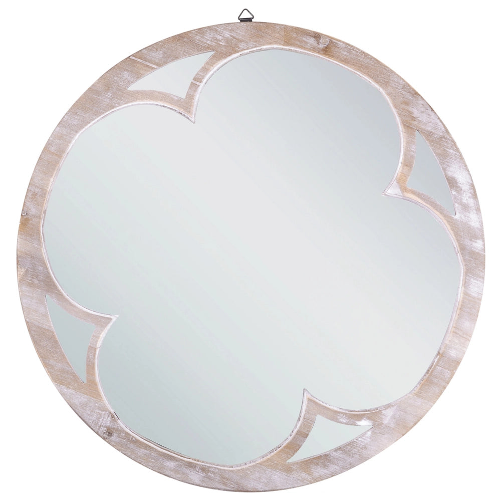 Specchio da parete Bianco di marrone chiaro di abete cinese ø 60 Rotondo Decorativo a parete Pezzo d'arredo