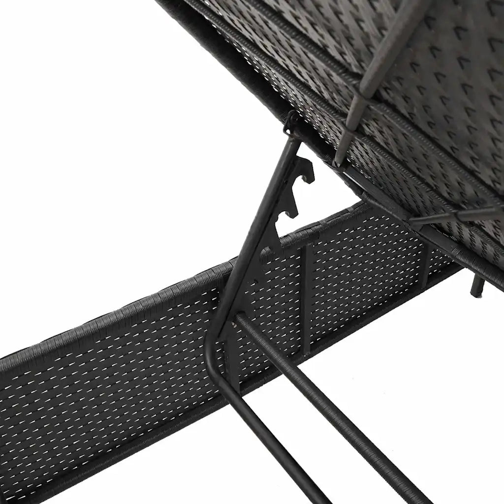 Lettini PrendiLettino sole | Sdraio da giardino | Lettino da sole con Cuscini 2 pz Neri in Polyrattan