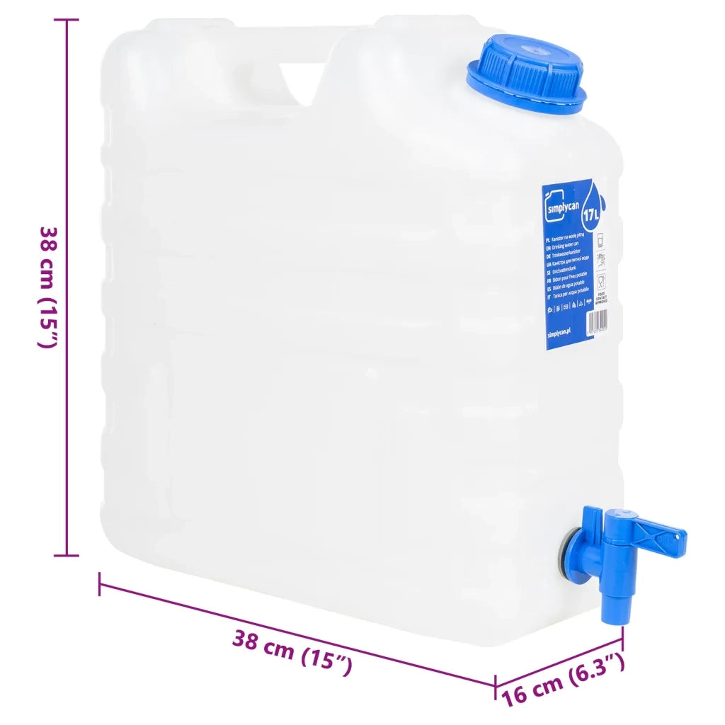 Contenitore Acqua con Rubinetto Trasparente 15 L in Plastica 155041