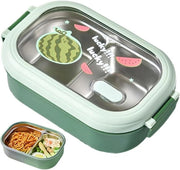 Lunchbox per Bento - Cassetta per Picnic - RVS - Compartimenti - Adatto a Adulti e Bambini - Cassetta per Insalata - Colore Verde