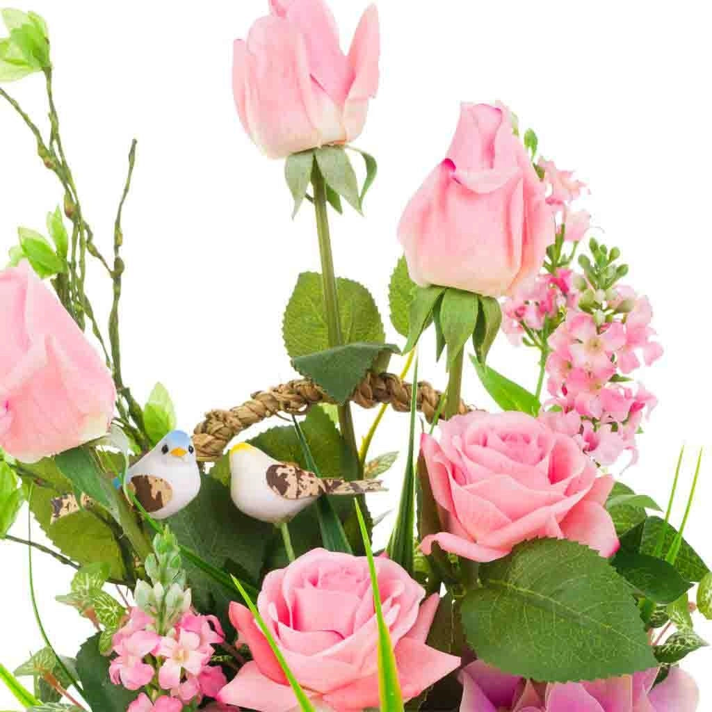 Cesto in corda con mazzo di fiori 26x26x50h