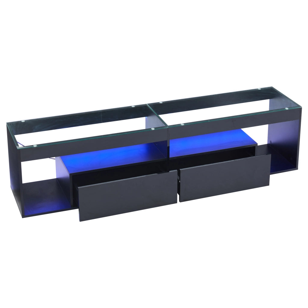 Mobile TV LED lucido - Zephmum- Fino a 70 pollici, 2 cassetti, nero