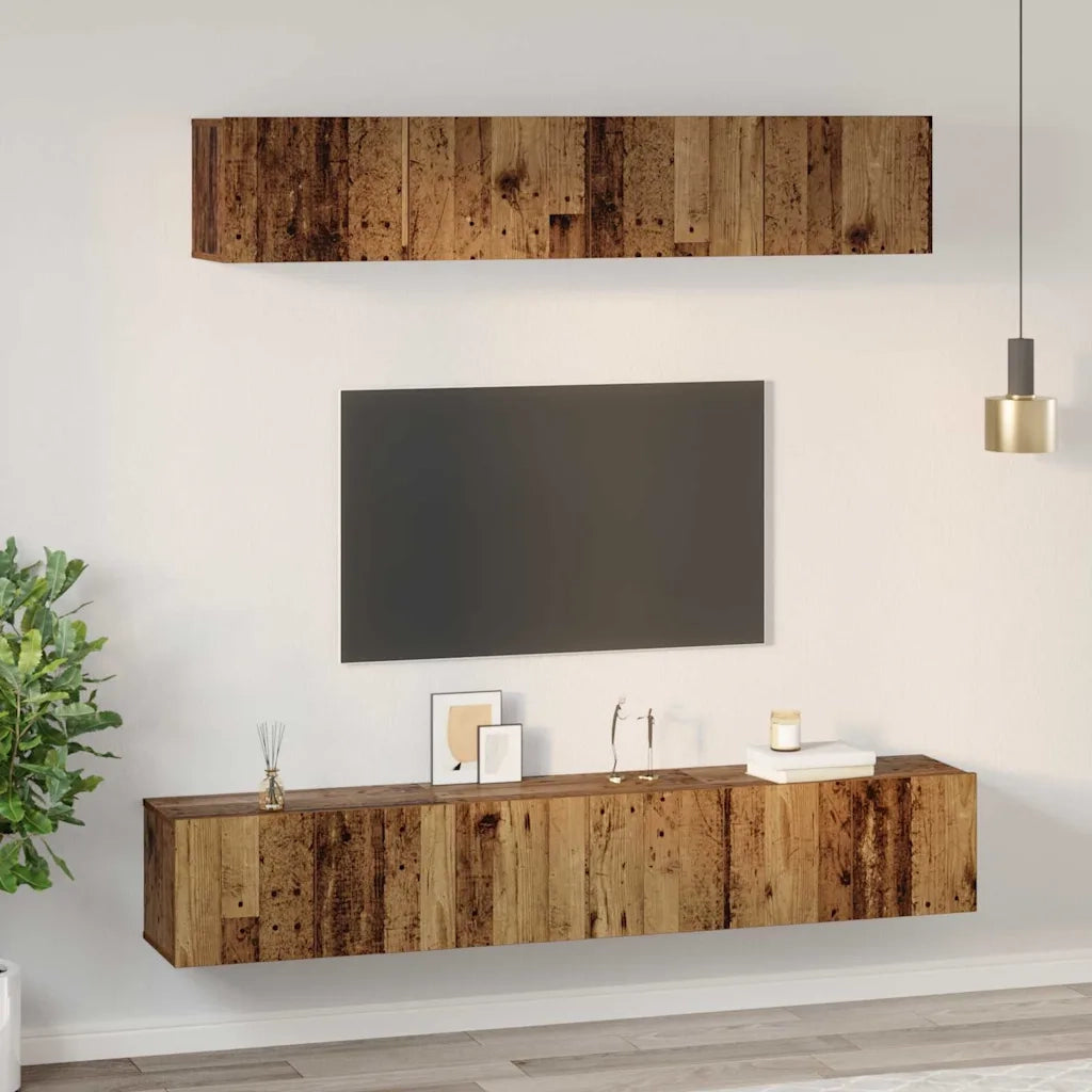 Set mobile TV 5 pz | Armadietto TV | Mobile Porta TV Legno vecchio Legno multistrato