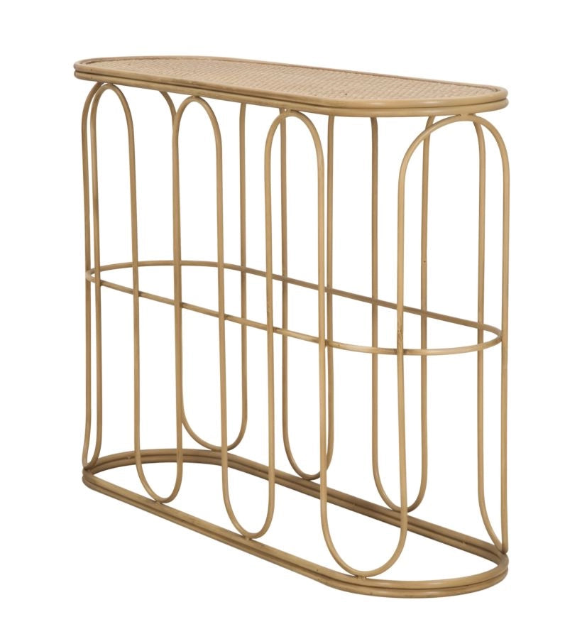 Consolle in metallo e legno naturale 110x32x77cm Samui