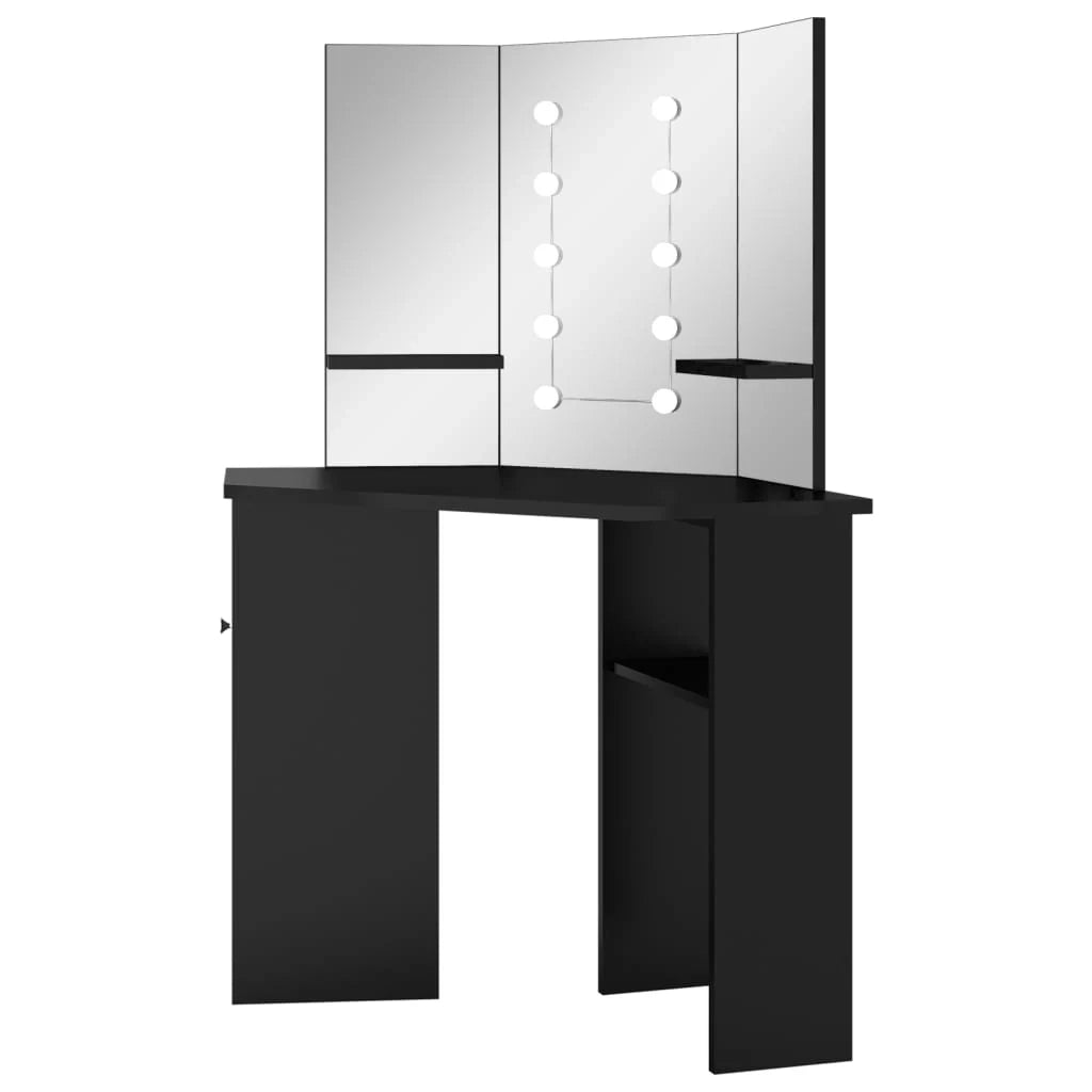 Tavolo da toeletta angolare con illuminazione a LED 111 x 54 x 141,5 cm nero 02_0006296
