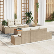 Set Divano Giardino 6 Pezzi con Cuscini Beige Polyrattan Acacia