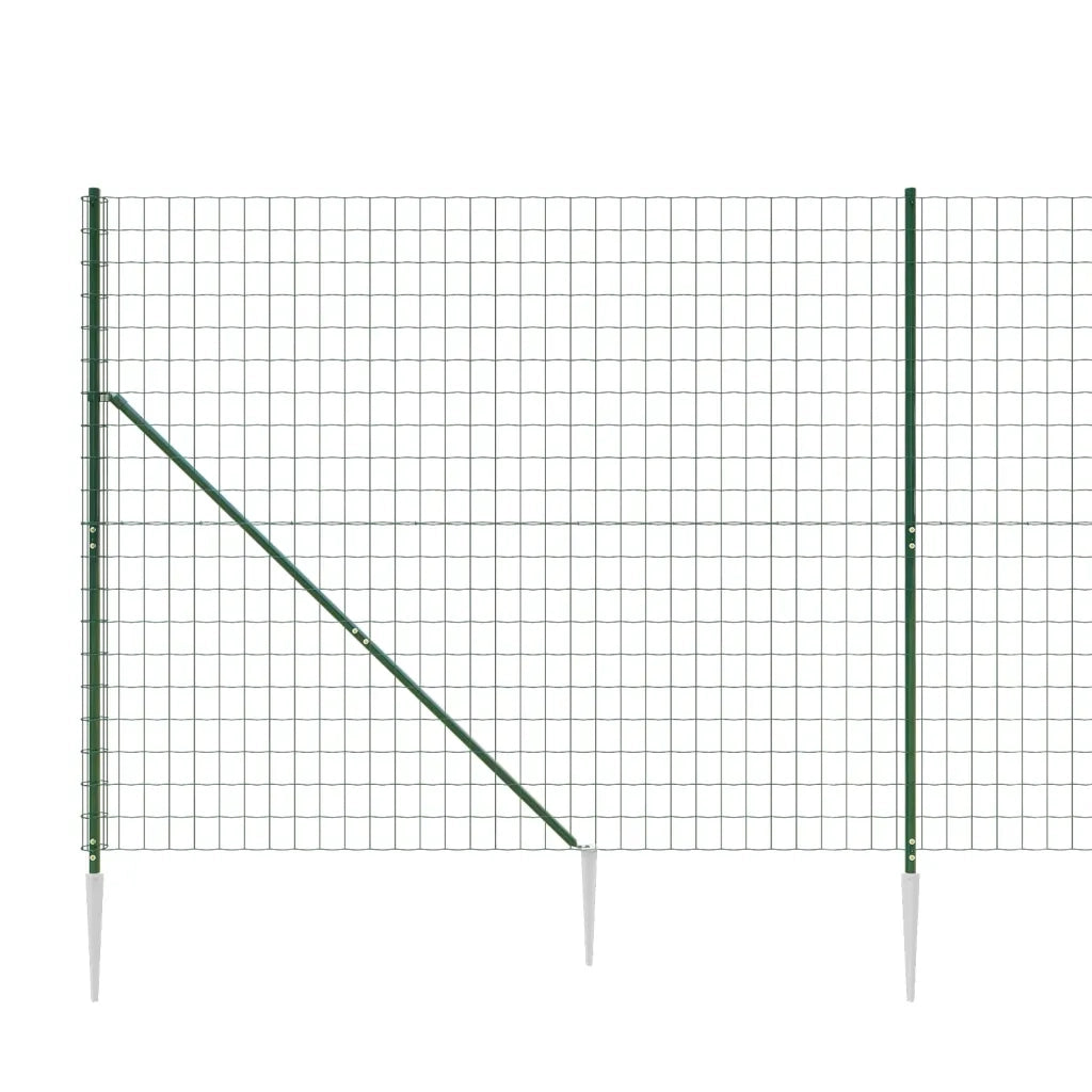 Recinzione Metallica con Picchetti Ancoraggio Verde 1,4x10 m 154115