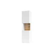 Vetrina 1 porta parzialmente vetrata collezione EVA. Colore bianco e rovere.