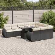 Set Divani da Giardino 11 pz con Cuscini in Polyrattan Nero 3326707