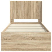 Letto singolo | Letto per adulti | Struttura del letto con stoccaggio e testata Rovere Sonoma