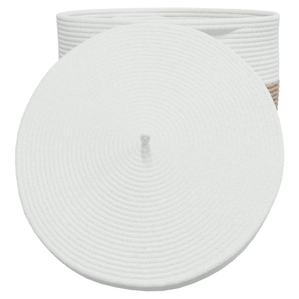 Cestino Portaoggetti Coperchio Marrone e Bianco ?40x35cm Cotone CFW5087645