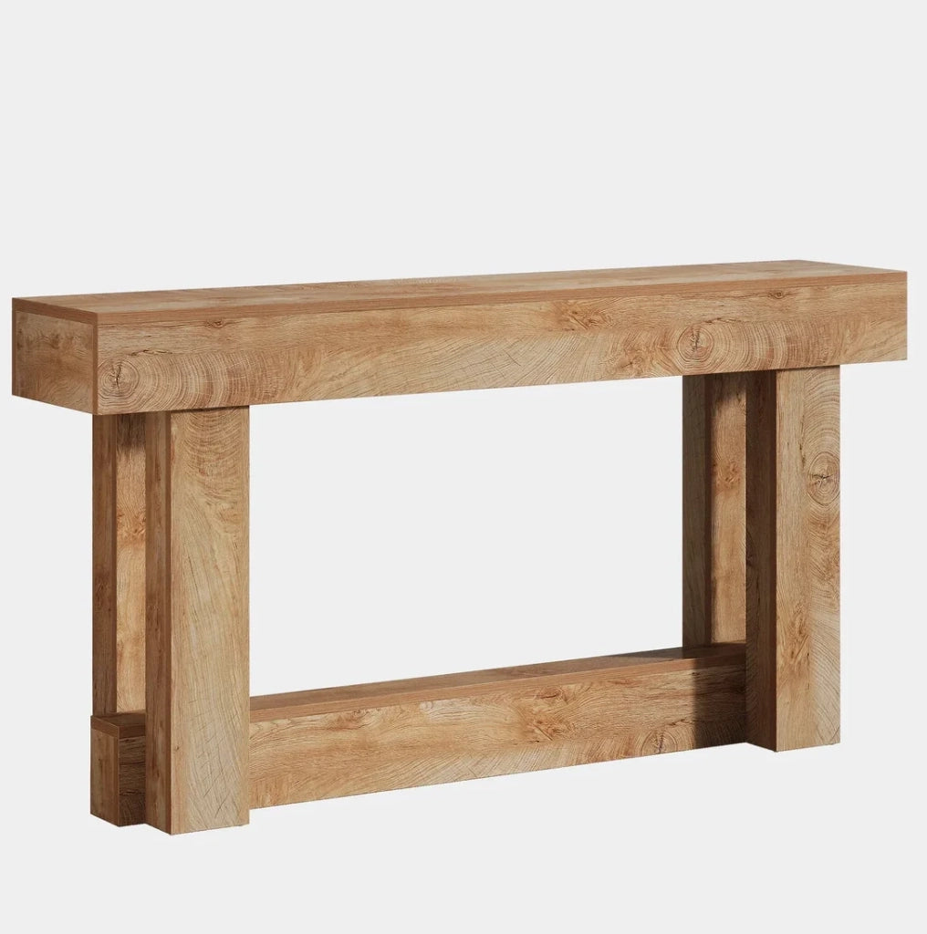 Console d'ingresso a 2 livelli in legno marrone, 160 x 30 cm