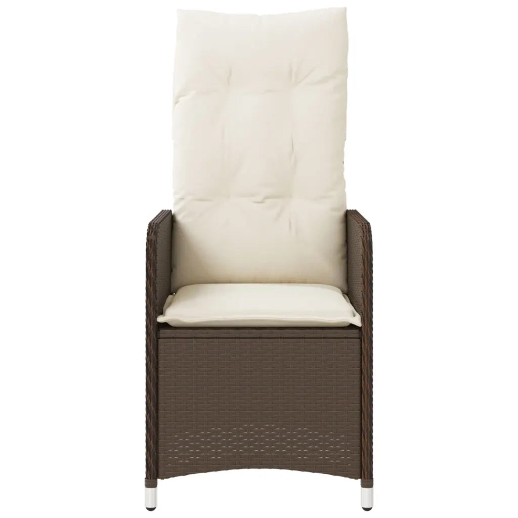 Sedie Reclinabili Giardino 2pz con Cuscini Marrone Polyrattan 365686