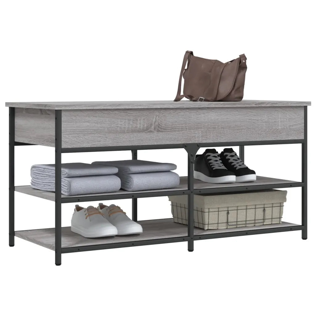 Panca Porta Scarpe Grigio Sonoma 100x42,5x50 Legno Multistrato 839036