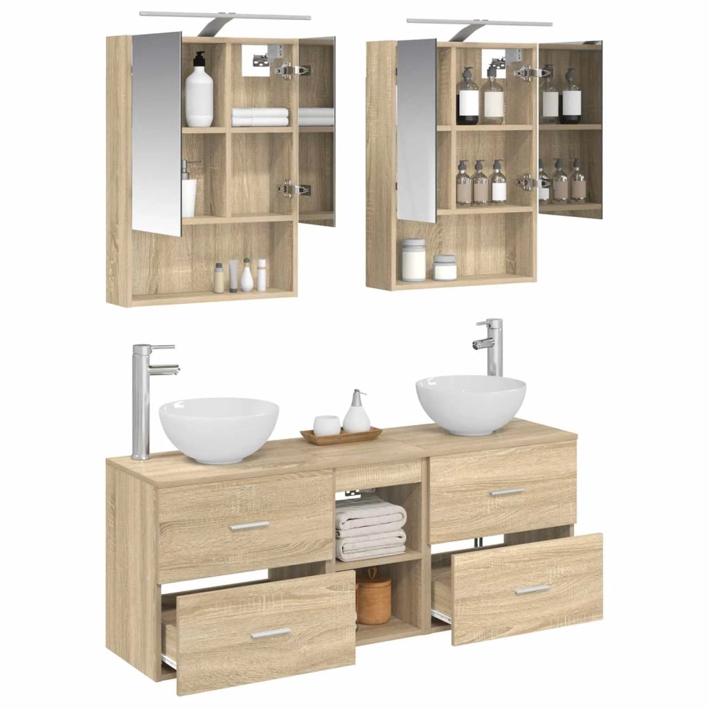 Set di Armadi da Bagno 5 pcs Rovere Sonoma 50 x 14,5 x 70 cm 3406681